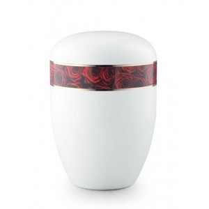 Biodegradable Urn (White with Red Rose Border)